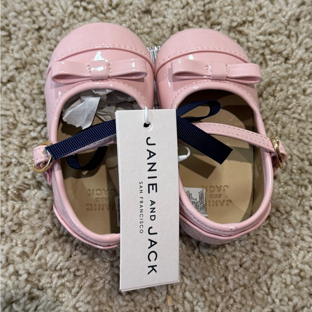 NWT Janie and Jack Pink Baby Girl Shoes 6-12 Months